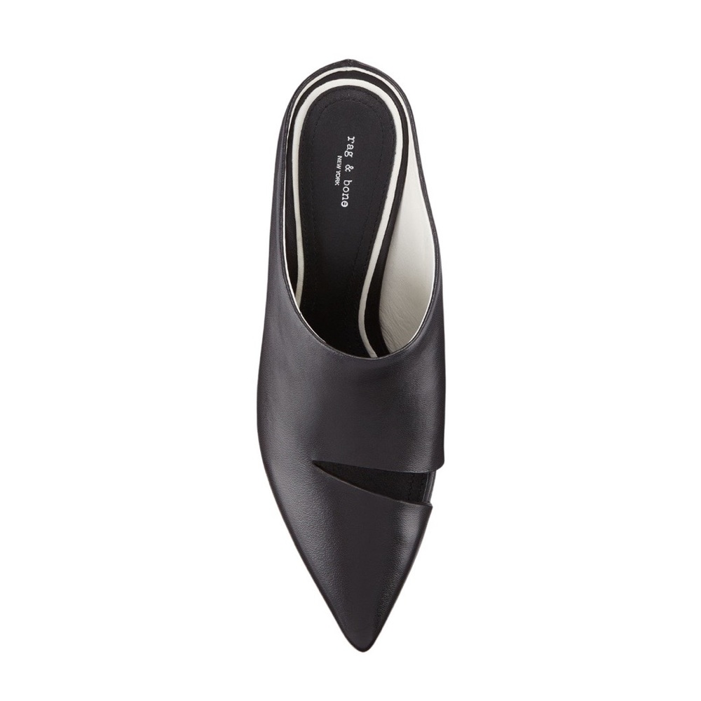 Rag & Bone Beha Slash Leather Mules - Black- 7.5